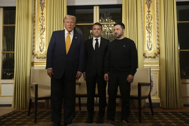 Emmanuel Macron, Donald Trump, Volodymyr Zelenskyy Donald Tramp, Vładimir Zielenskij, Emmanuel Makron Donald Tramp, Uładzimir Zialenski, Emanuel Makron